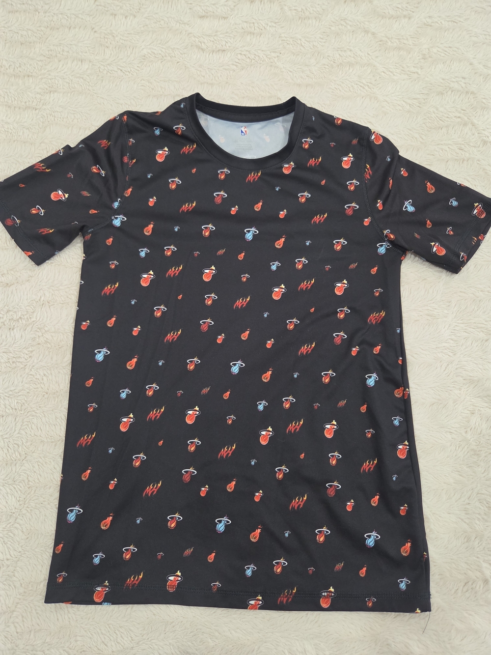 Nike Black Short Sleeve Tee with Red & Light Blue Heat Logos